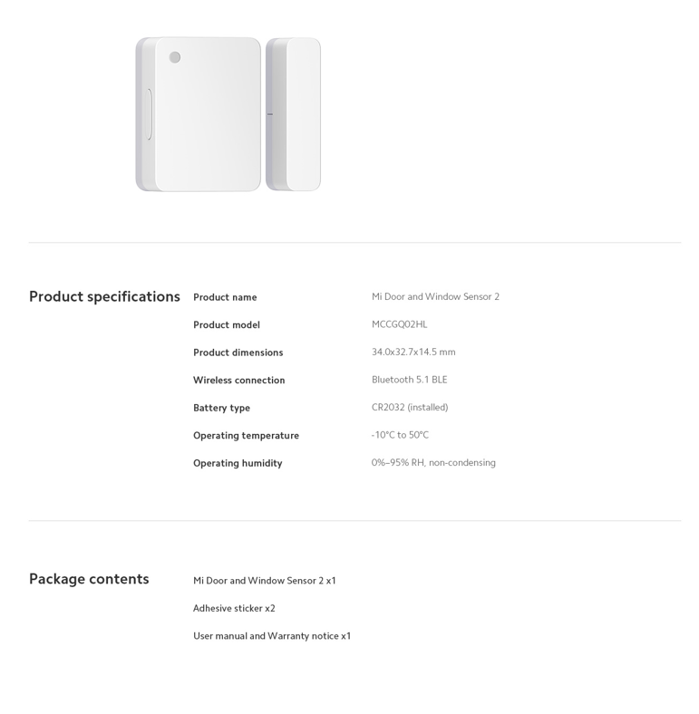 Mi Door and Window Sensor 2